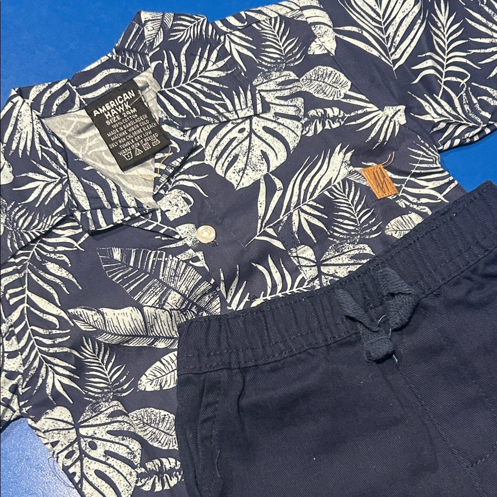 American Apparel Blue Leaf Print Set